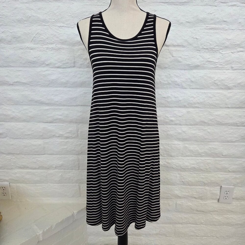 A New Day Dress Womens Small Black and White Stripe Sleeveless Knit Tank Shift